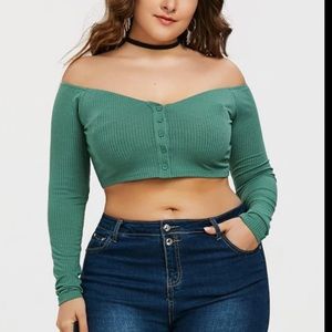 🌟$7 SALE🌟 Long Sleeve Button Up Ribbed Crop Top